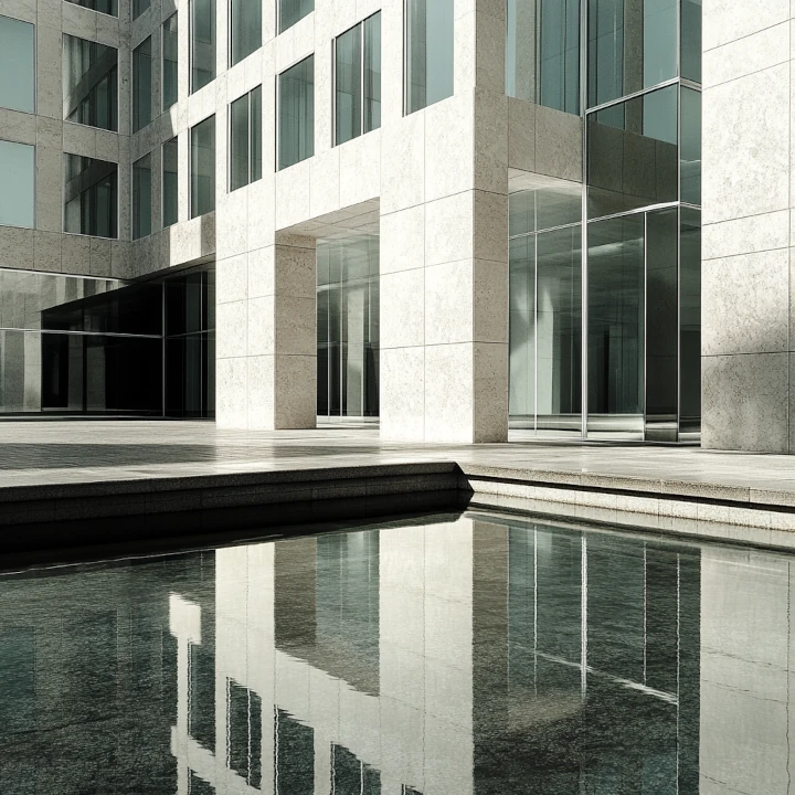 A sleek exterior shot off an office building.